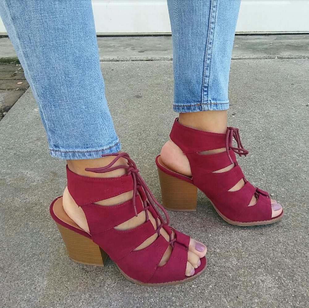 Bold... Beautiful and Burgundy lace up bootie